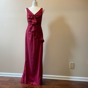 Kay Unger dark red dress
